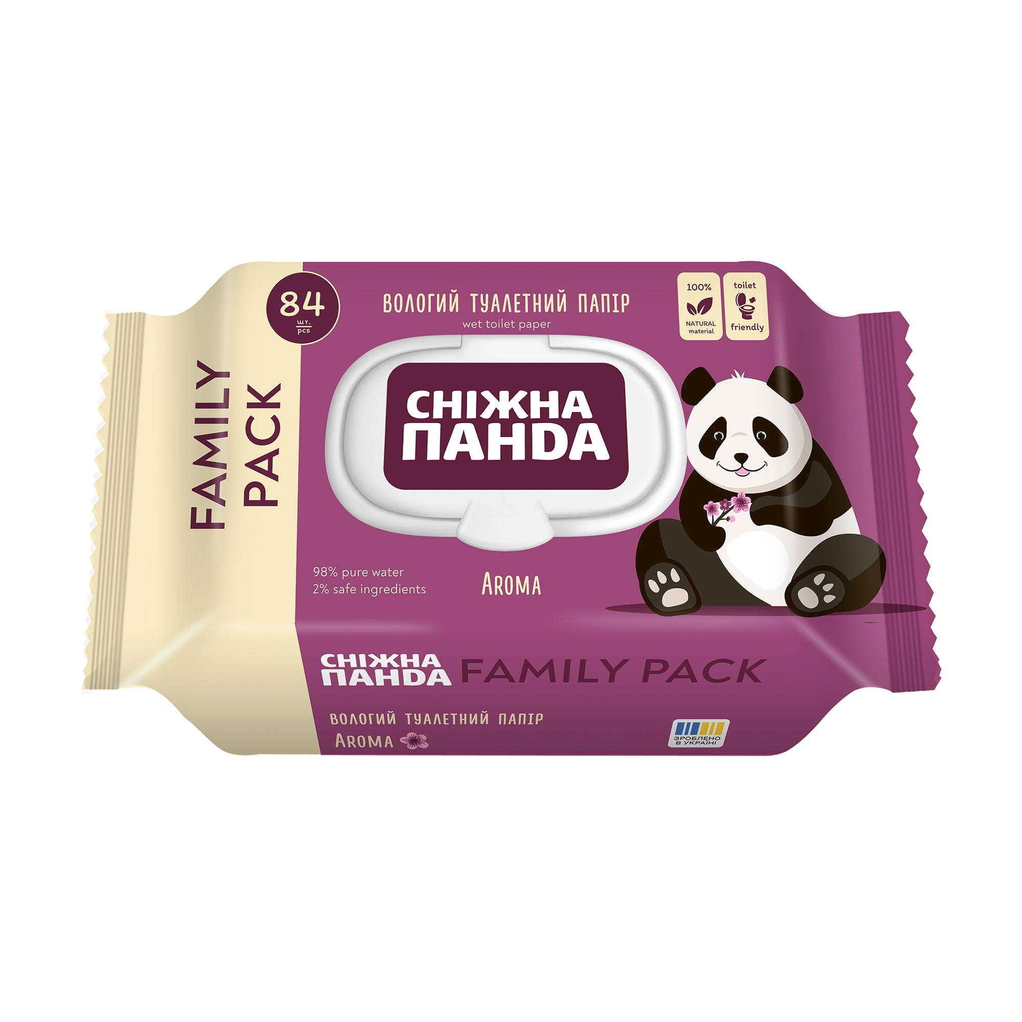 Вологий туалетний папір Сніжна Панда Aroma, 84 шт